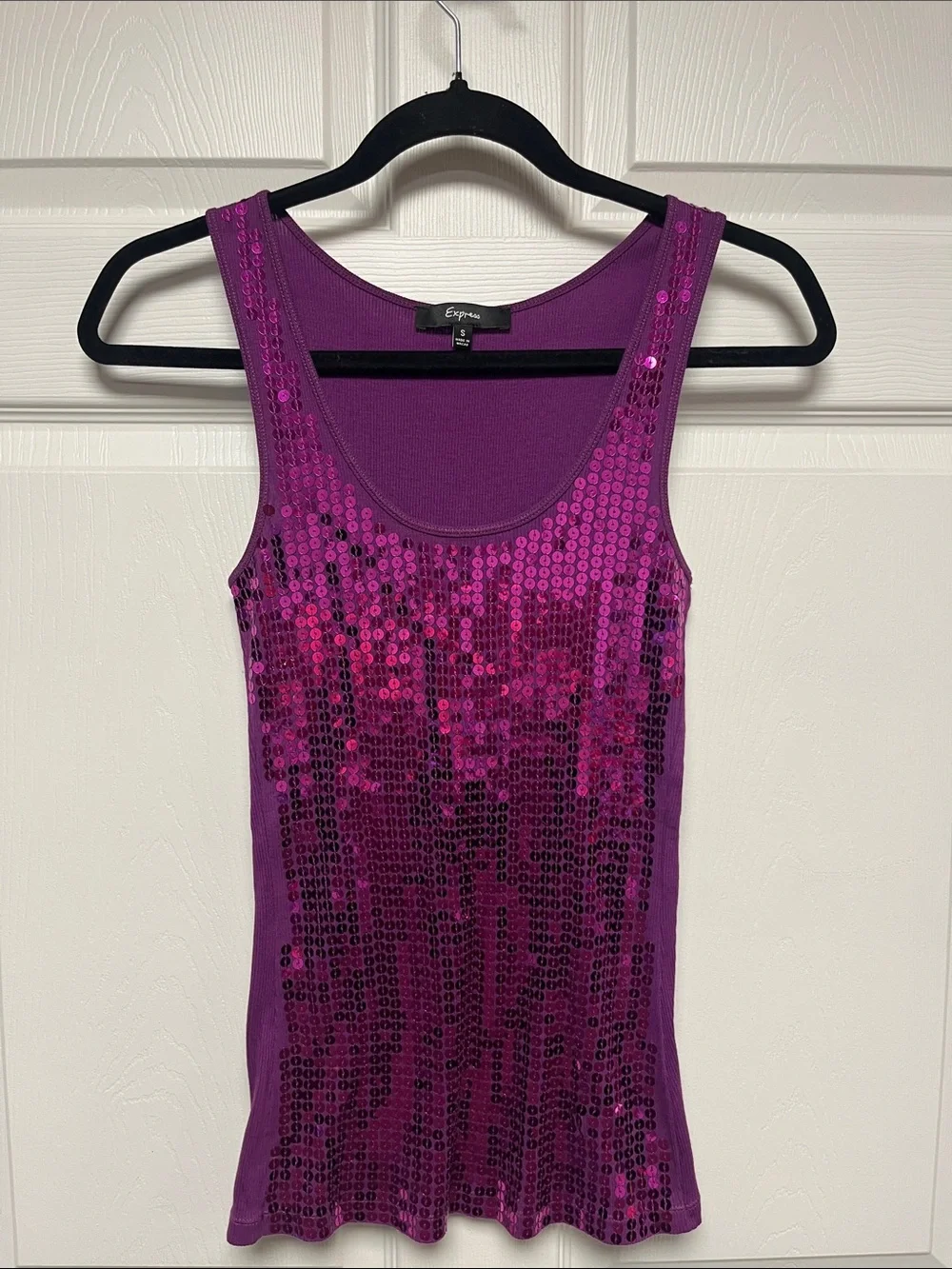 Express Fuchsia Sequin Tank Top